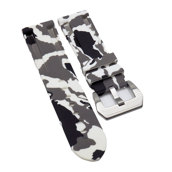 22mm, 24mm, 26mm Camouflage White Rubber Watch Strap For Panerai