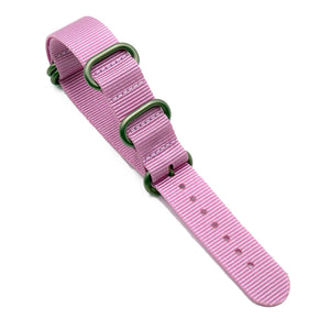 18mm, 24mm 5 Rings Zulu Military Style Pink Nylon Watch Strap