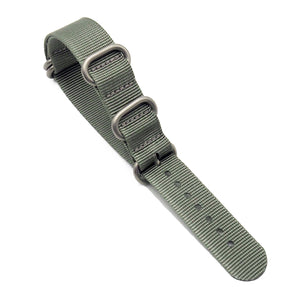 18mm, 24mm 5 Rings Zulu Military Style Gray Nylon Watch Strap
