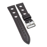 22mm Rally Style Dark Brown Calf Leather Watch Strap