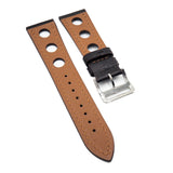 22mm Rally Style Dark Brown Calf Leather Watch Strap