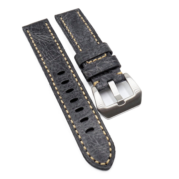 20mm, 22mm, 24mm Marble Pattern Iron Gray Italy Calf Leather Watch Strap