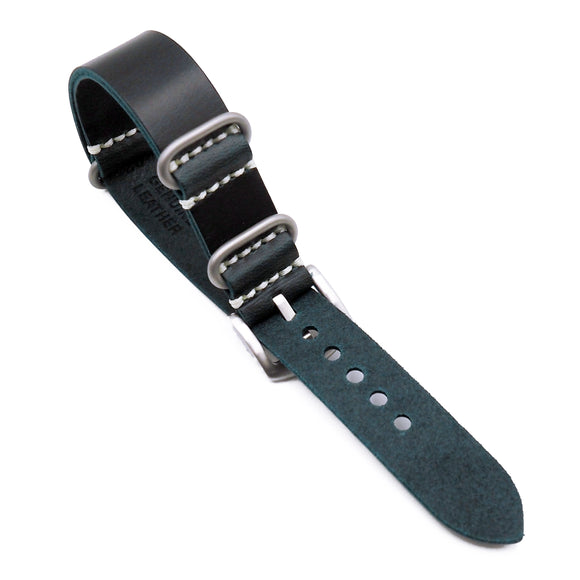 20mm, 22mm Military Style Prussian Blue Calf Leather Watch Strap
