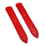 18mm Red Alligator Leather Watch Strap For Cartier Ballon Blue 36mm