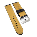 22mm, 24mm Black Ostrich Leather Watch Strap For Panerai