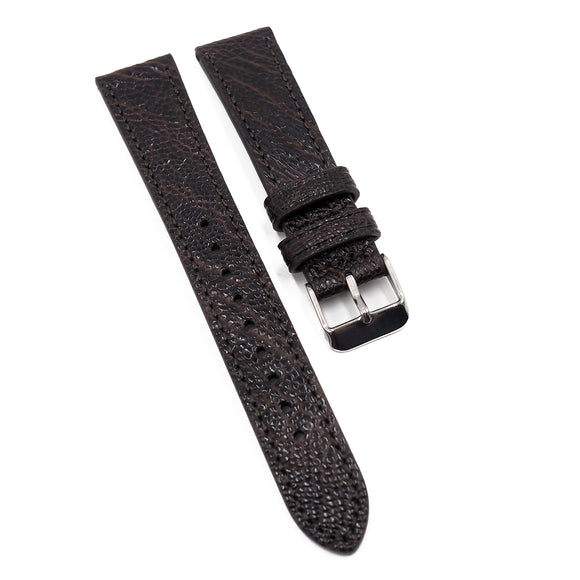 19mm Dark Brown Ostrich Leg Leather Watch Strap