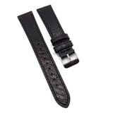 19mm Black Ostrich Leg Leather Watch Strap