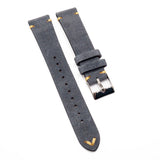 19mm Vintage Style Independence Blue Suede Leather Watch Strap