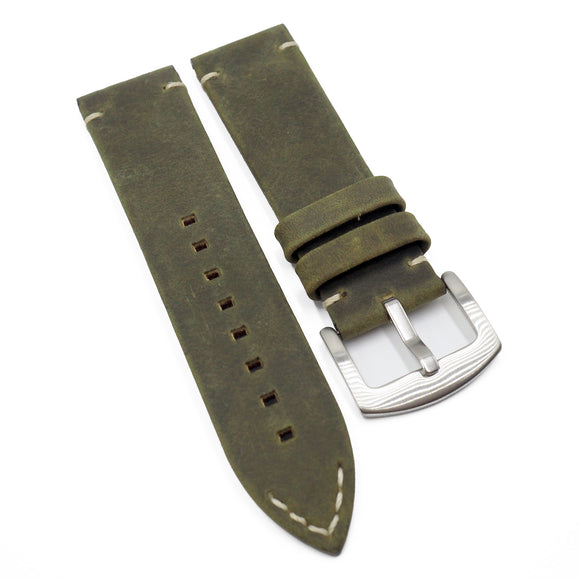 23mm Vintage Style Olive Brown Matte Calf Leather Watch Strap For Zenith-Revival Strap