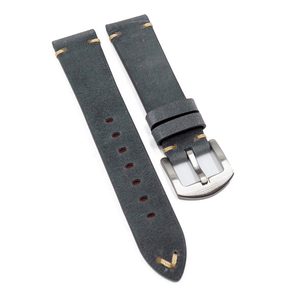 20mm Vintage Style Independence Blue Matte Calf Leather Watch Strap