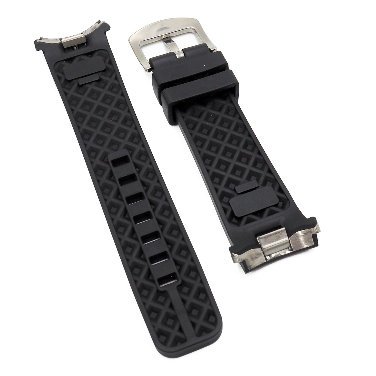 22mm Black FKM Rubber Watch Strap For IWC Aquatimer, Quick Release Sys