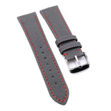 22mm Gray Nylon Watch Strap For Omega, Red Stitching
