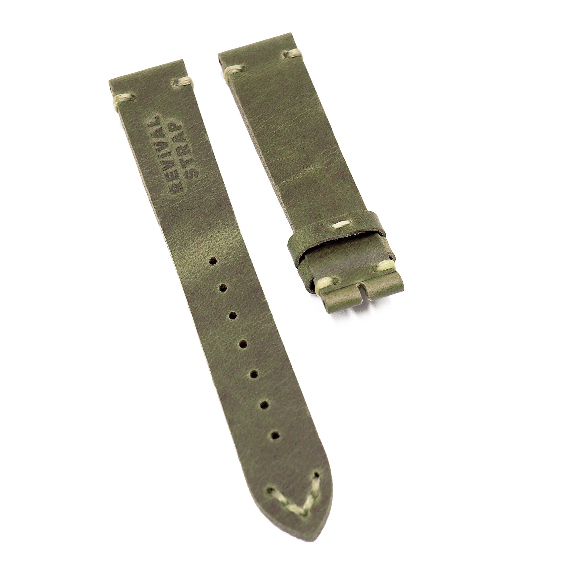 HATACreations Custom Green Ostrich Leather Watch Band 18mm 19mm 20mm 21mm 22mm 24mm, Bespoke No Padding Watch Strap for Women & Men