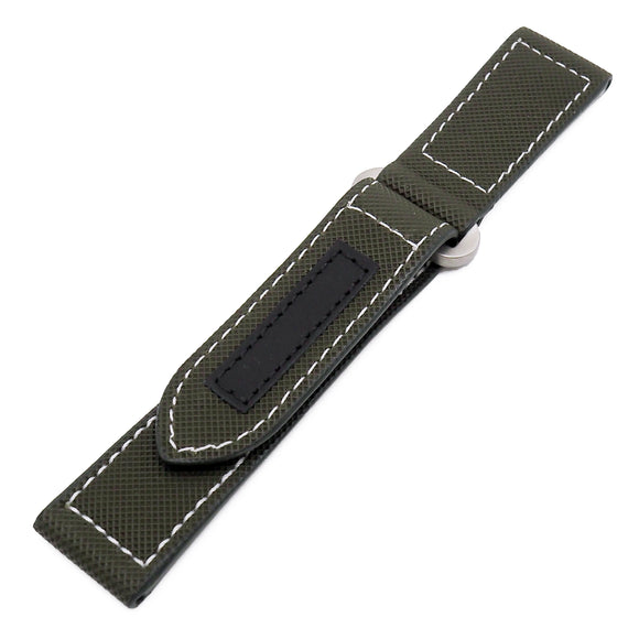 24mm Army Green Fiber Watch Strap For Panerai, Velcro Style
