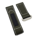 24mm Army Green Fiber Watch Strap For Panerai, Velcro Style