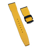 21mm Pilot Style Horizontal Grain Black Canvas Watch Strap For IWC, Semi Square Tail