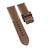 24mm Brown Ostrich Leather Watch Strap For Panerai, M Pattern Stitching