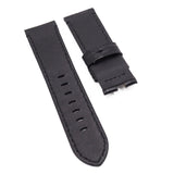 24mm Black Alligator Embossed Calf Leather Watch Strap For Panerai, Depolyant Clasp Style
