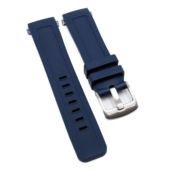 22mm Navy Blue FKM Rubber Watch Strap For IWC Aquatimer, Quick Release System