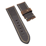 24mm Pecan Brown Matte Calf Leather Watch Strap For Panerai, Small Wrist Length