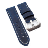 24mm Space Blue Matte Calf Leather Watch Strap For Panerai, Two Length Size