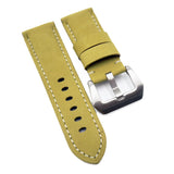 24mm Corn Yellow Matte Calf Leather Watch Strap For Panerai, Small Wrist Length