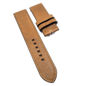 23mm Brown Calf Leather Watch Strap For Tudor Black Bay Bronze