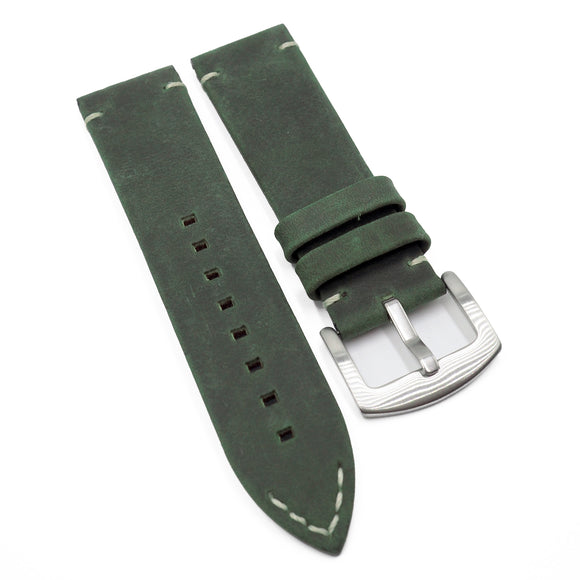 23mm Vintage Style Green Matte Calf Leather Watch Strap For Zenith-Revival Strap