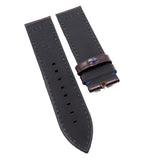 23mm Dark Brown Alligator Embossed Calf Leather Watch Strap, Blue Stitching For Zenith