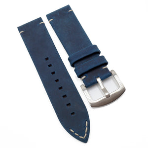 23mm Vintage Style Space Blue Matte Calf Leather Watch Strap For Zenith