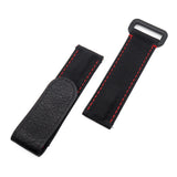 20mm Black Nylon Watch Strap For Rolex, Red Stitching, Velcro Style