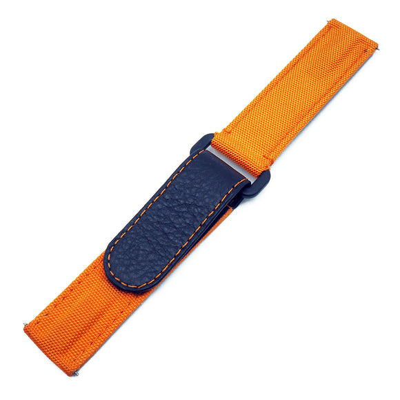 20mm Orange Nylon Watch Strap For Rolex, Velcro Style