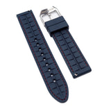20mm, 22mm Crafter Blue Straight End Performance Navy Blue Vulcanized FKM Rubber Watch Strap, Red Stitching, Quick Release Spring Bars