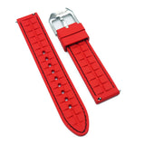 20mm, 22mm Crafter Blue Straight End Performance Red Vulcanized FKM Rubber Watch Strap, Black Stitching, Quick Release Spring Bars