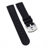 20mm Black Curved End Vulcanized FKM Rubber Watch Strap For Rolex and Omega