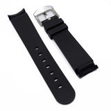 20mm Black Curved End Vulcanized FKM Rubber Watch Strap For Rolex and Omega