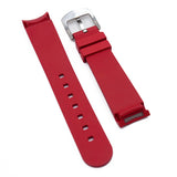 20mm Red Curved End Vulcanized FKM Rubber Watch Strap For Rolex and Omega