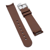 20mm Brown Curved End Vulcanized FKM Rubber Watch Strap For Rolex and Omega
