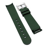 20mm Green Curved End Vulcanized FKM Rubber Watch Strap For Rolex and Omega