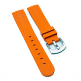 20mm Orange Curved End Vulcanized FKM Rubber Watch Strap For Rolex and Omega