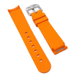 20mm Orange Curved End Vulcanized FKM Rubber Watch Strap For Rolex and Omega