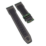 21mm Pilot Style Forest Green Calf Leather Watch Strap For IWC, Semi Square Tail