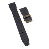 22mm Pilot Style Olive Green Ostrich Leather Watch Strap For IWC, Rivet Lug, Semi Square Tail
