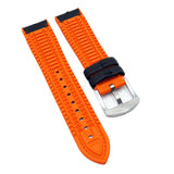 20mm, 21mm, 22mm, 23mm, 24mm Hybrid Black Fiber Orange Rubber Watch Strap