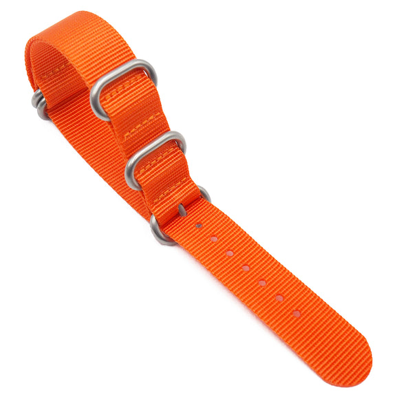 18mm 5 Rings Zulu Military Style Orange Nylon Watch Strap