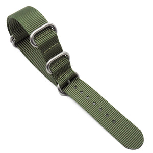 18mm 5 Rings Zulu Military Style Army Green Nylon Watch Strap