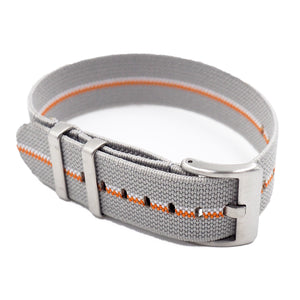 20mm, 22mm Nato Style Multi Color Elastic Nylon Watch Strap, Gray, White and Orange-Revival Strap