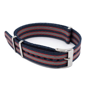 20mm Nato Style Multi Color Seat Belt Nylon Watch Strap For Omega, Navy Blue / Gray / Red-Revival Strap