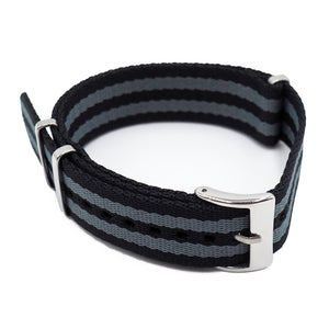 20mm Nato Style Multi Color Seat Belt Nylon Watch Strap For Omega, Black / Gray-Revival Strap