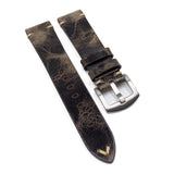 20mm Vintage Style Marble Pattern Coffee Brown Calf Leather Watch Strap